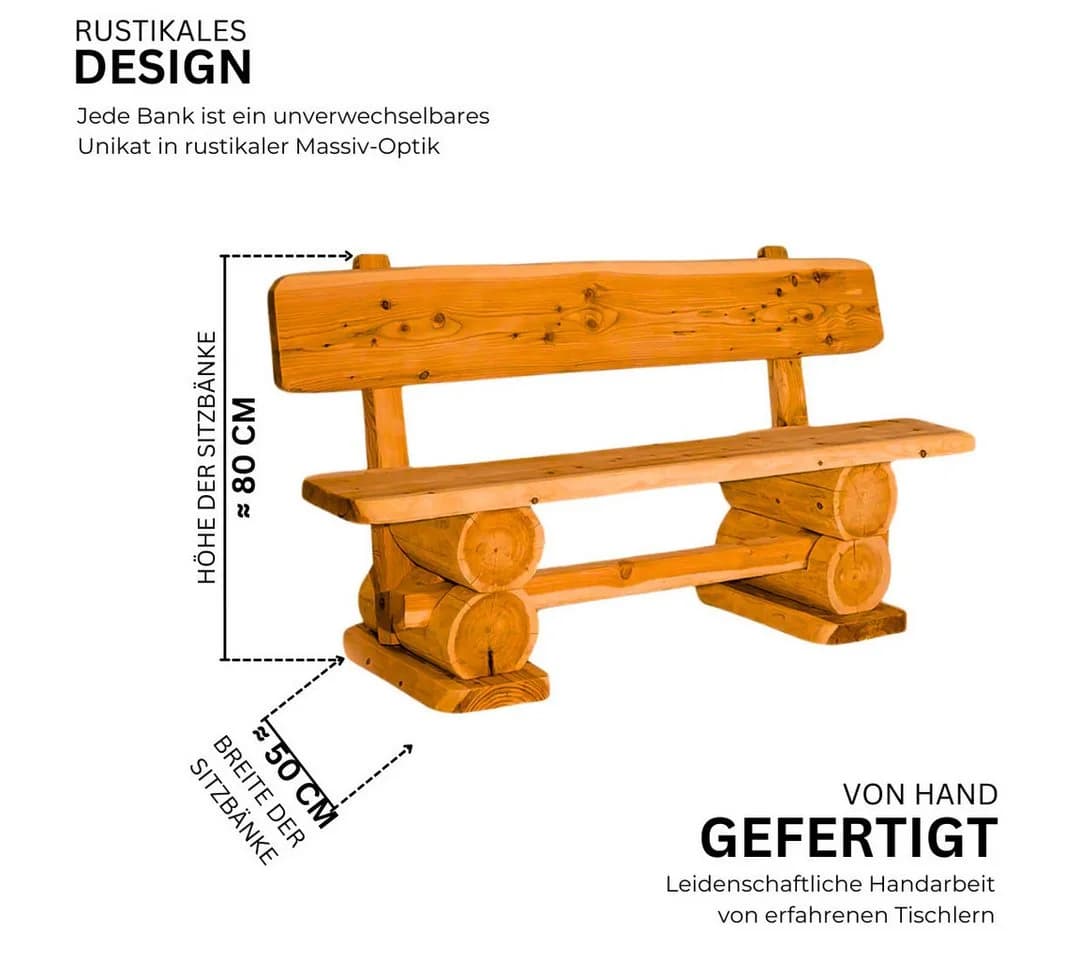 Mega-Holz Gartenbank Rustikal Kiefer 200 cm