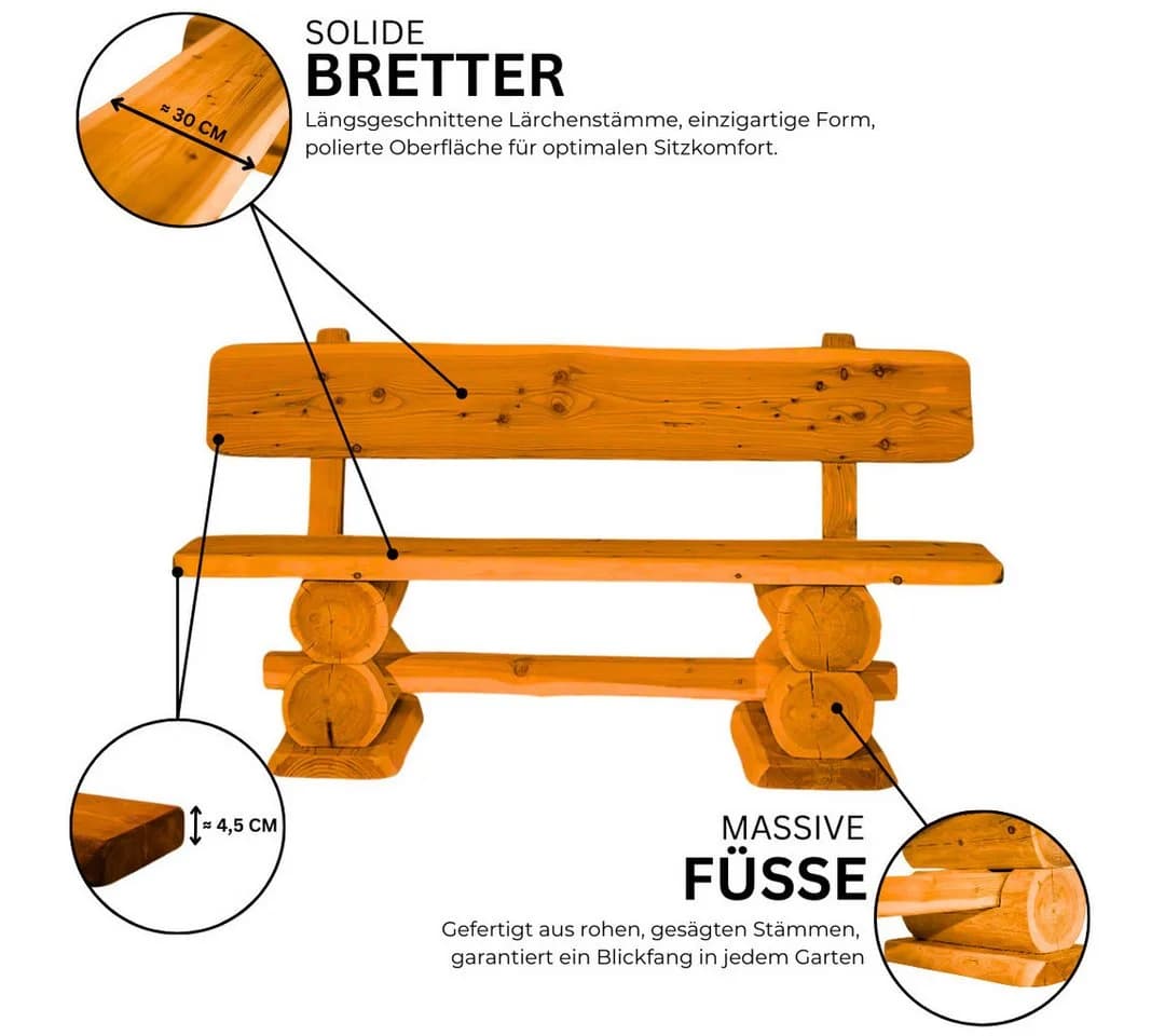 Mega-Holz Garten-Essgruppe Rustikal Kiefer mit Sitzauflagen - Bild 4