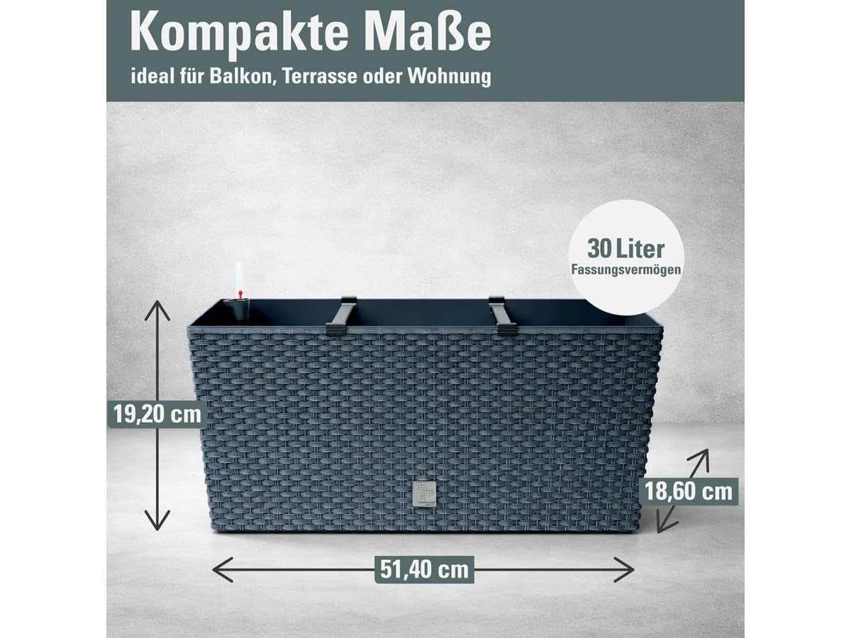 Prosperplast Blumenkasten Rato Case 4er-Set Anthrazit Rattanoptik - Bild 3
