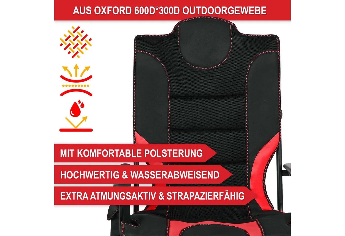 Onbest Campingstuhl Rot Faltbar 150kg Tragetasche