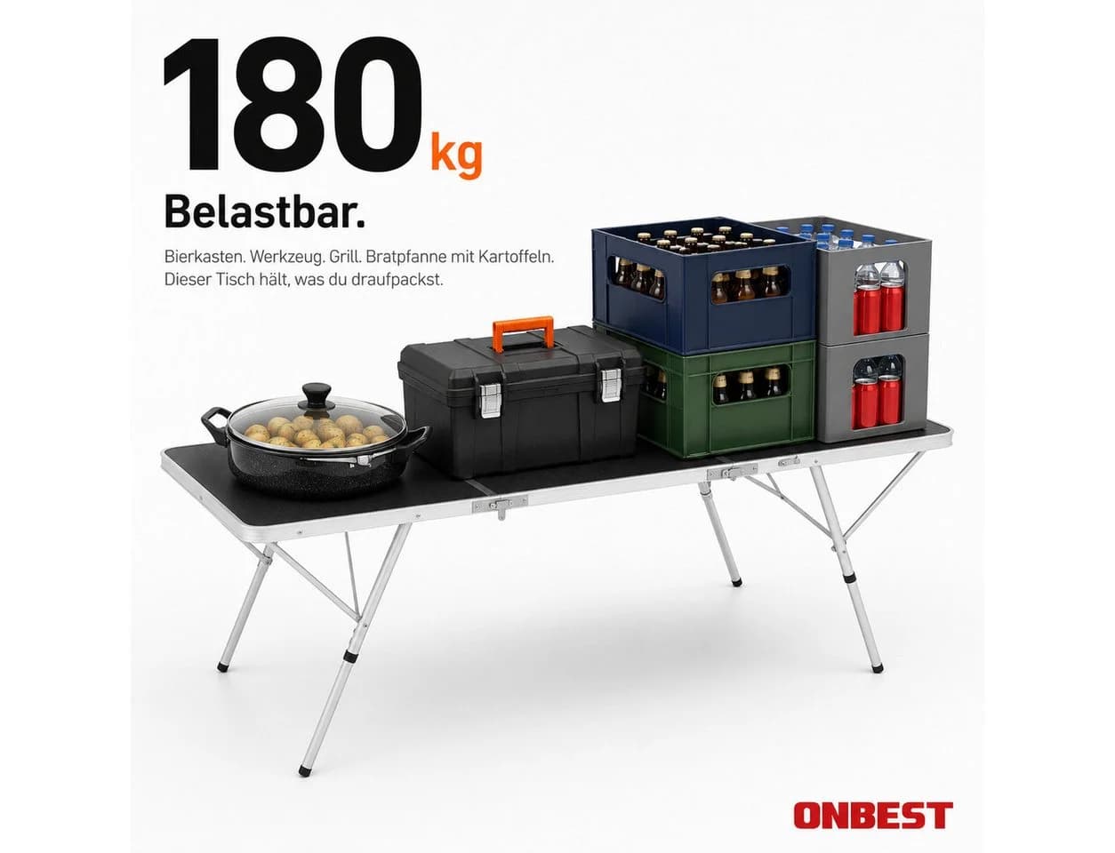 Onbest Klapptisch Sylt Aluminium Gestell Klappbar - Bild 5