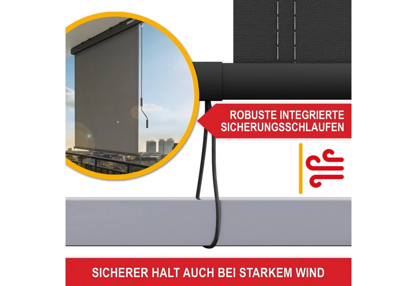 Onbest Vertikalmarkise mit Handkurbel Anthrazit Wetterfest - Bild 5