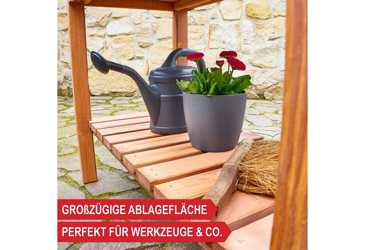 ONBEST Hochbeet Holz mit Ablage 80x80x40cm