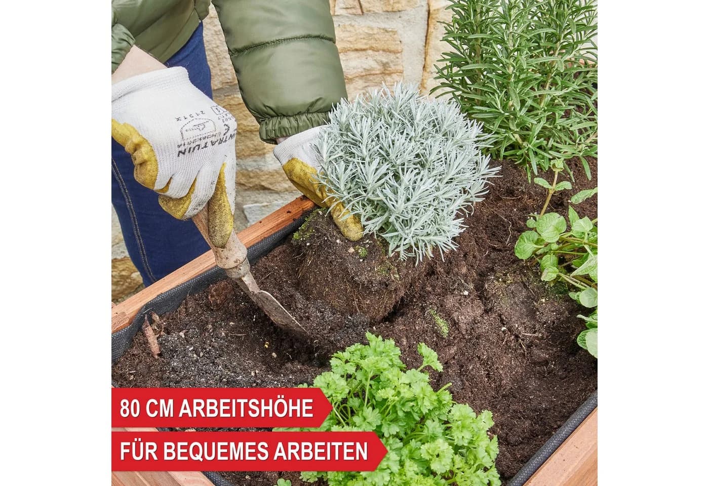 ONBEST Hochbeet Holz mit Ablage 80x80x40cm - Bild 3