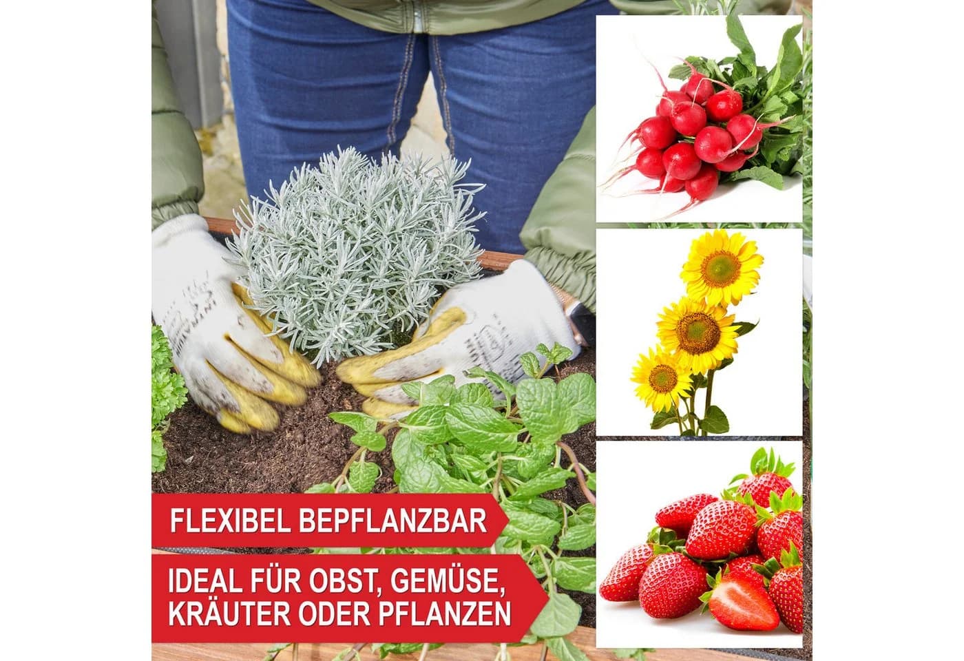ONBEST Hochbeet Holz mit Ablage 80x80x40cm - Bild 4