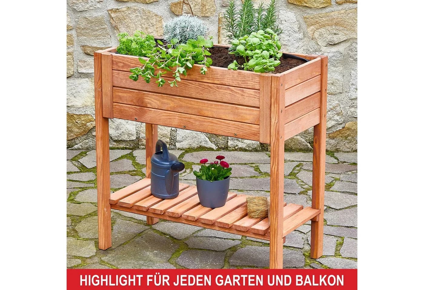 ONBEST Hochbeet Holz mit Ablage 80x80x40cm - Bild 5