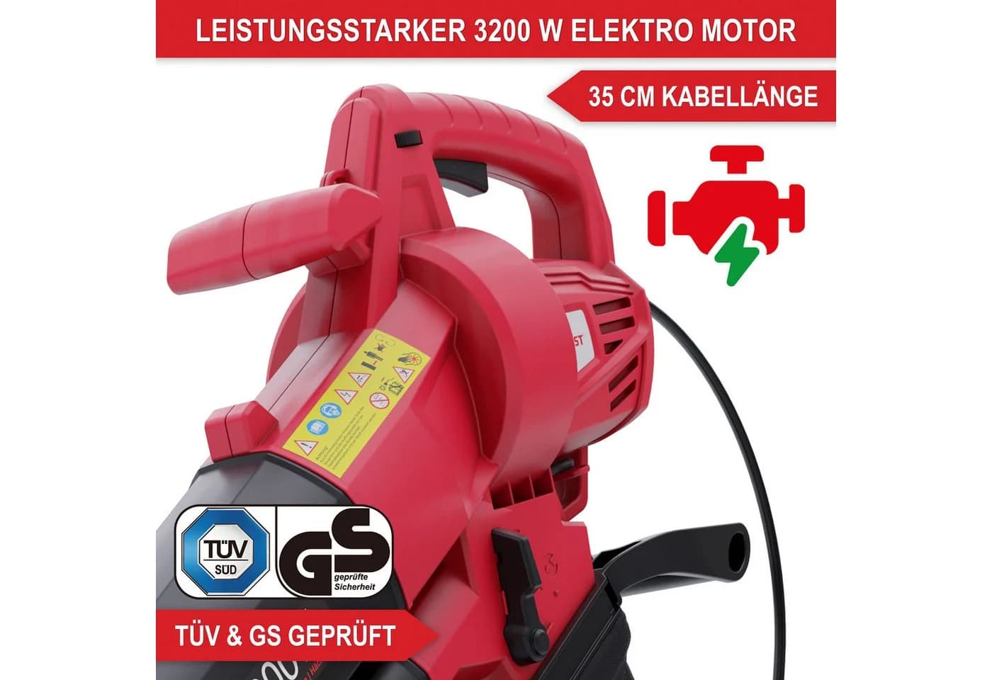 Onbest Elektro-Laubbläser LV3245 3in1 Laubsauger Laubhäcksler 3200W