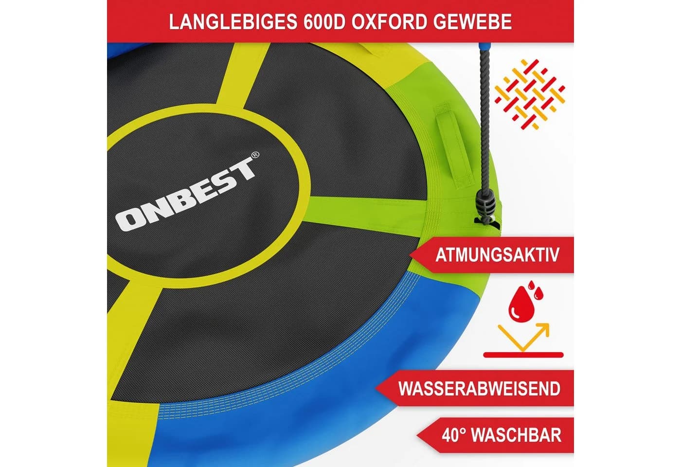 Onbest Nestschaukel Bunt mit Kissen 250 kg Tragkraft - Bild 4