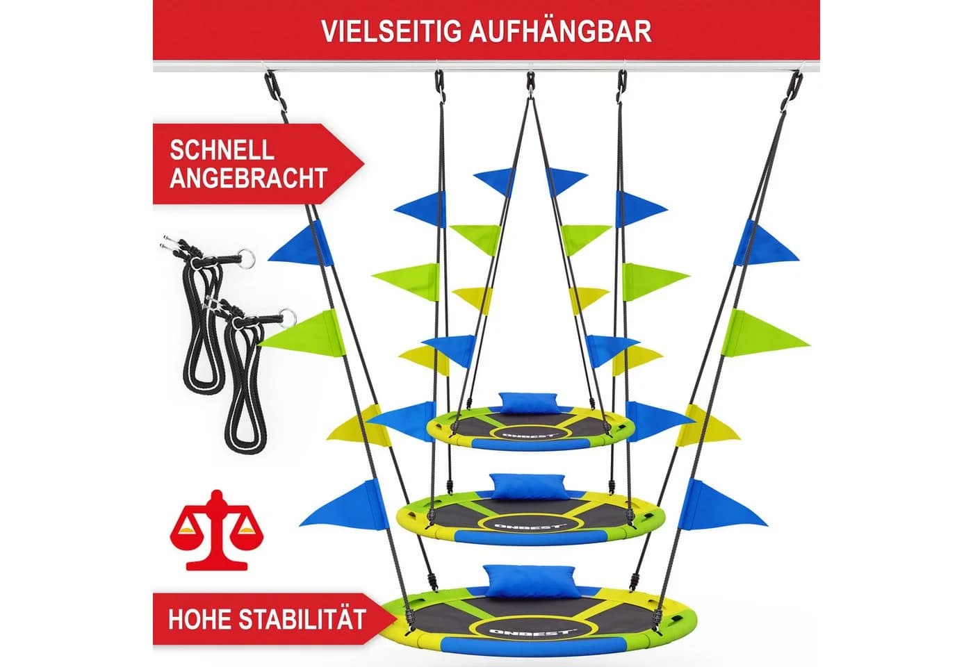 Onbest Nestschaukel Bunt mit Kissen 250 kg Tragkraft - Bild 5