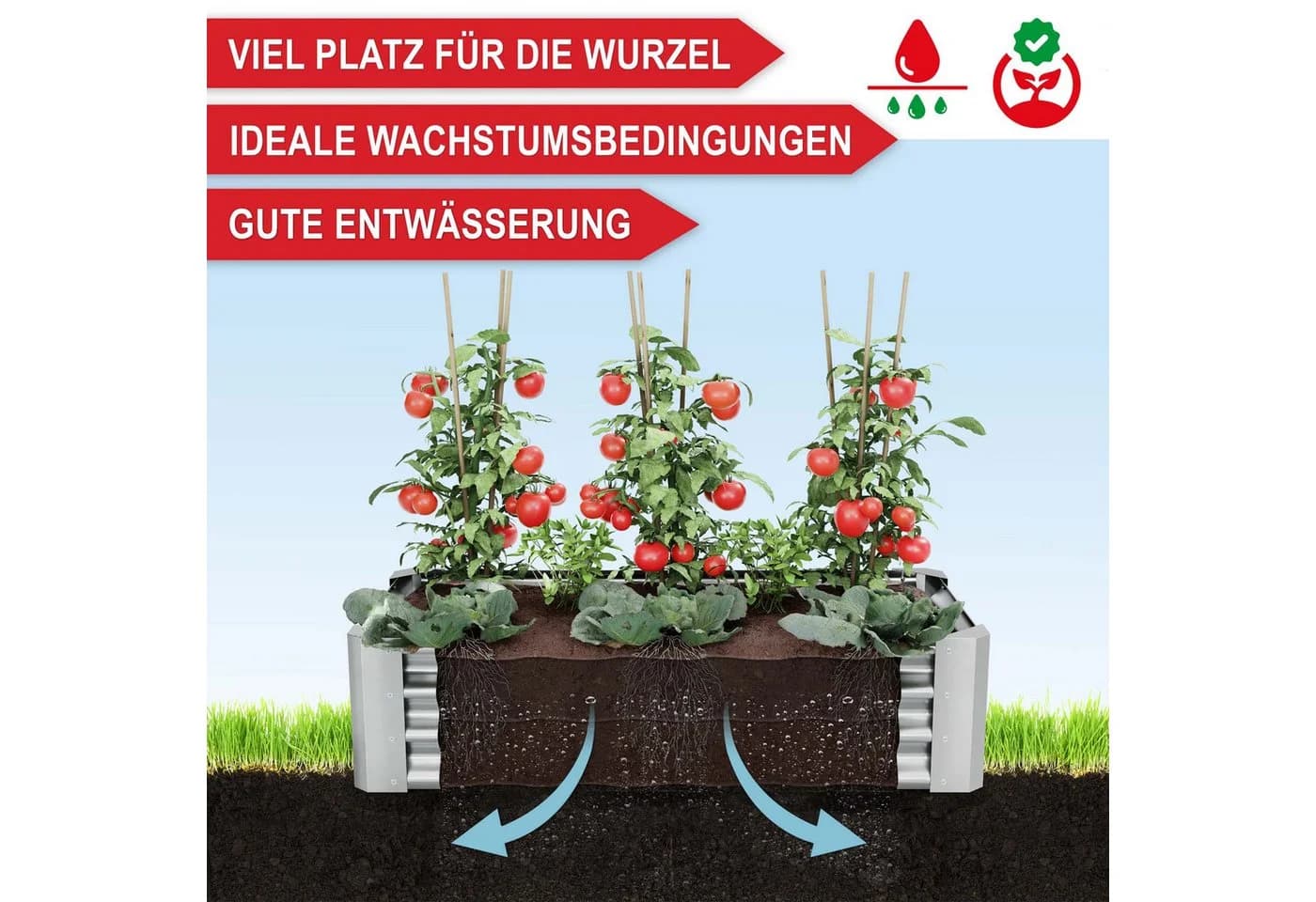 Onbest Hochbeet Metall verzinkt 0,4mm Stahl inkl. Werkzeug Handschuhe - Bild 4