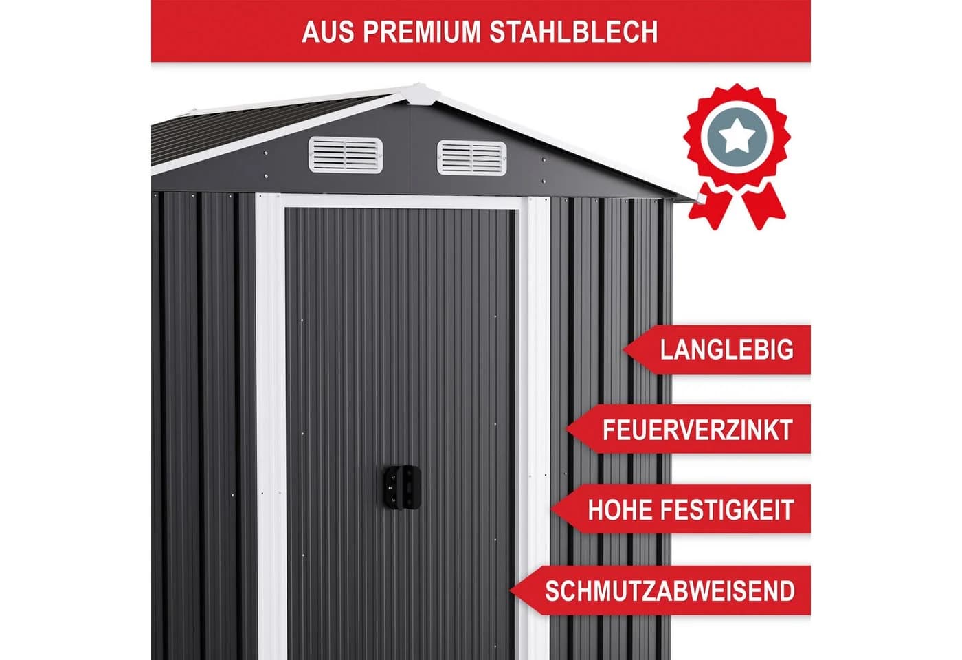 Onbest Gartenhaus Metall Satteldach wetterfest Anthrazit - Bild 5