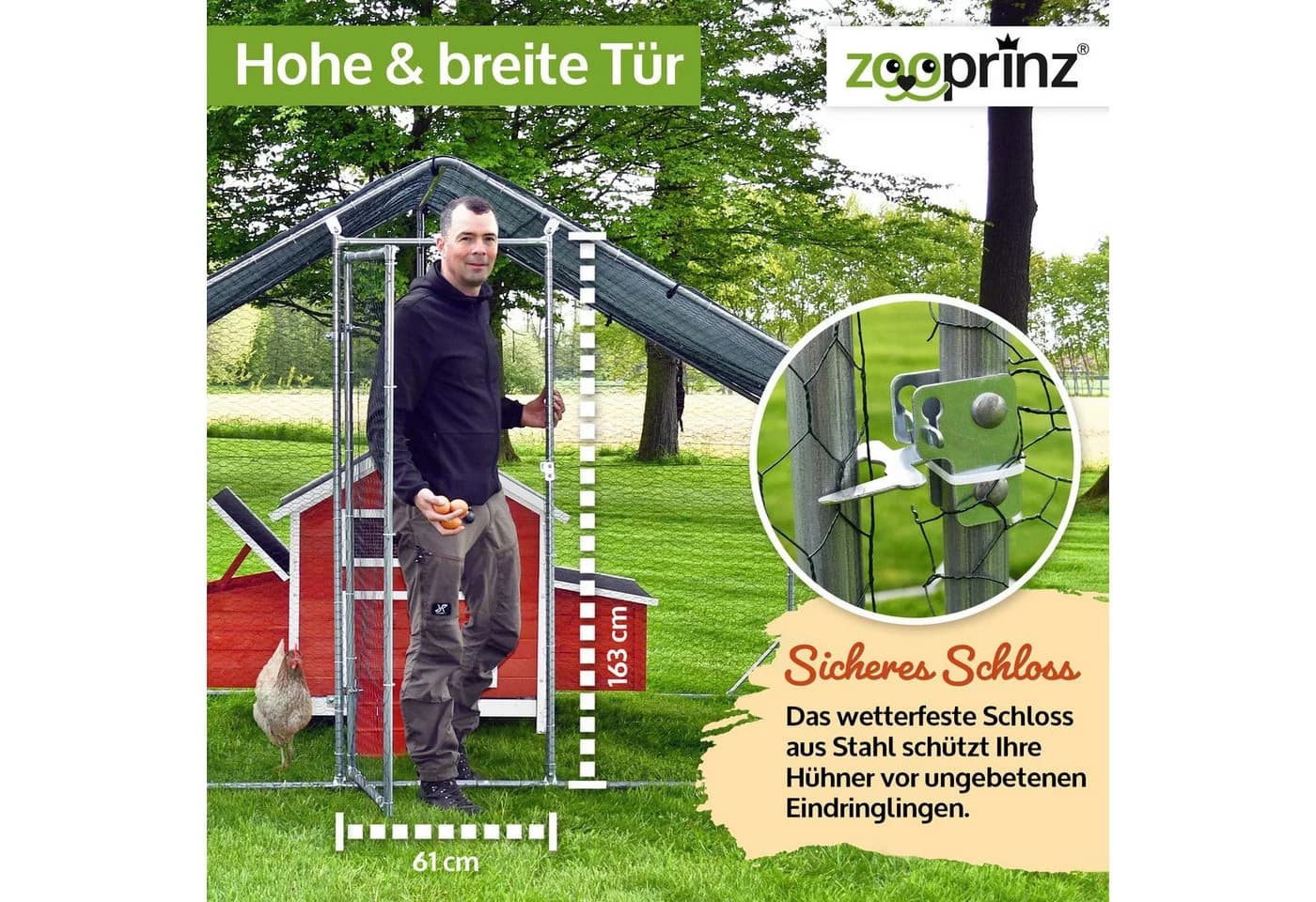 Zooprinz Hühnerstall Freilaufgehege Metall UV-beständig 210D-Oxford - Bild 4