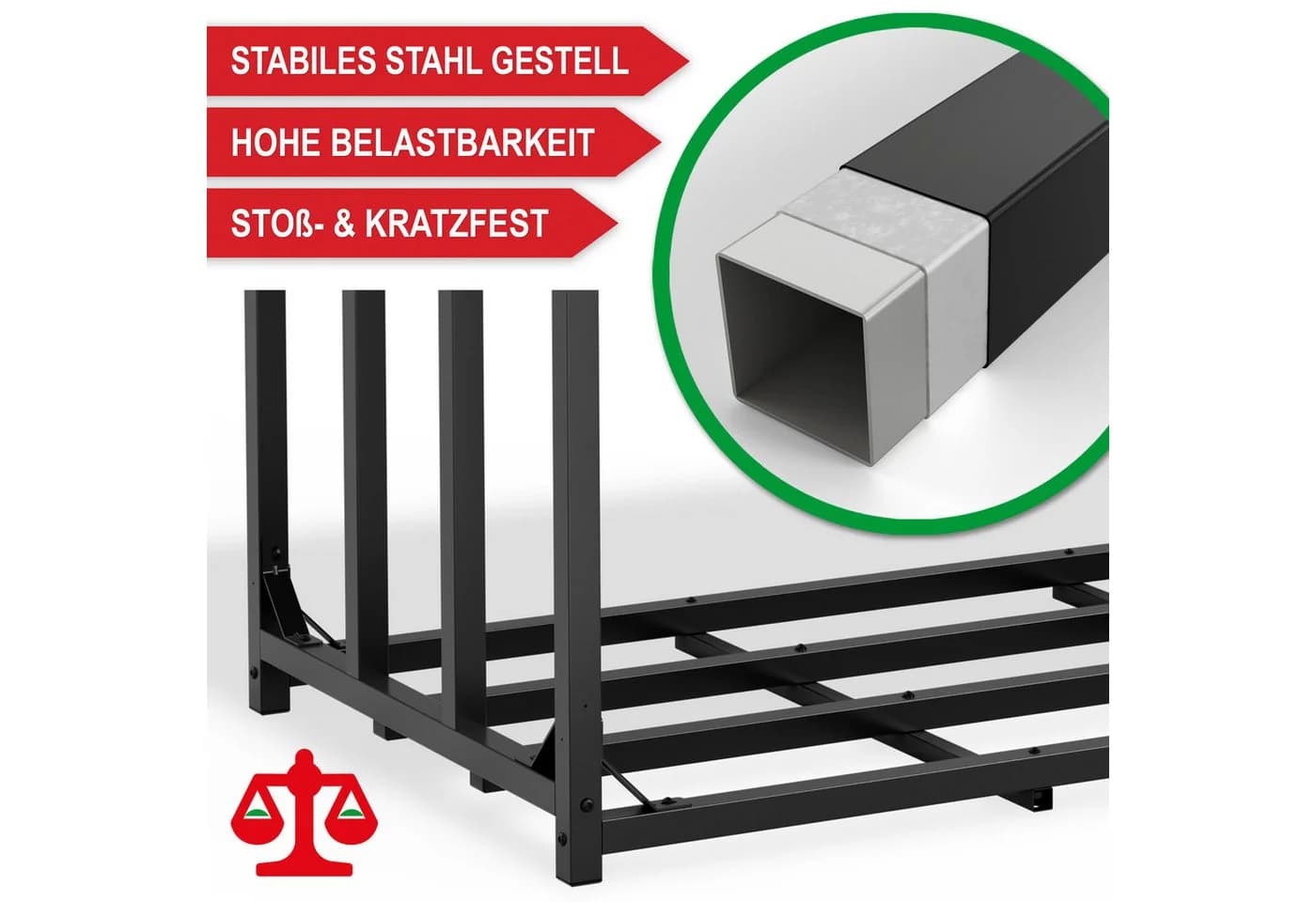 Onbest Kaminholzregal Metall mit Schutzplane und Regenrinne - Bild 3