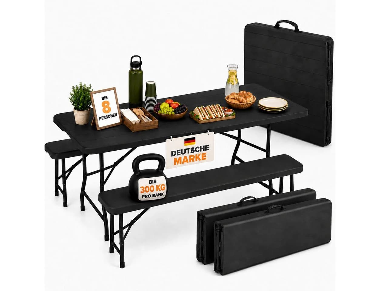 Onbest Bierzeltgarnitur Set Klappbar Holzoptik 300kg Traglast - Bild 2