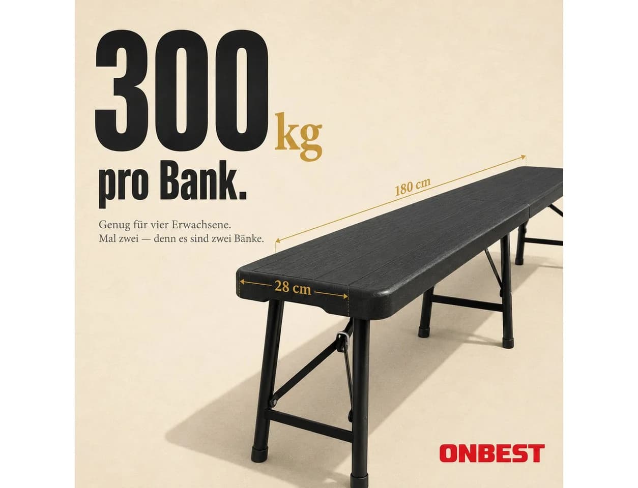 Onbest Bierzeltgarnitur Set Klappbar Holzoptik 300kg Traglast - Bild 3