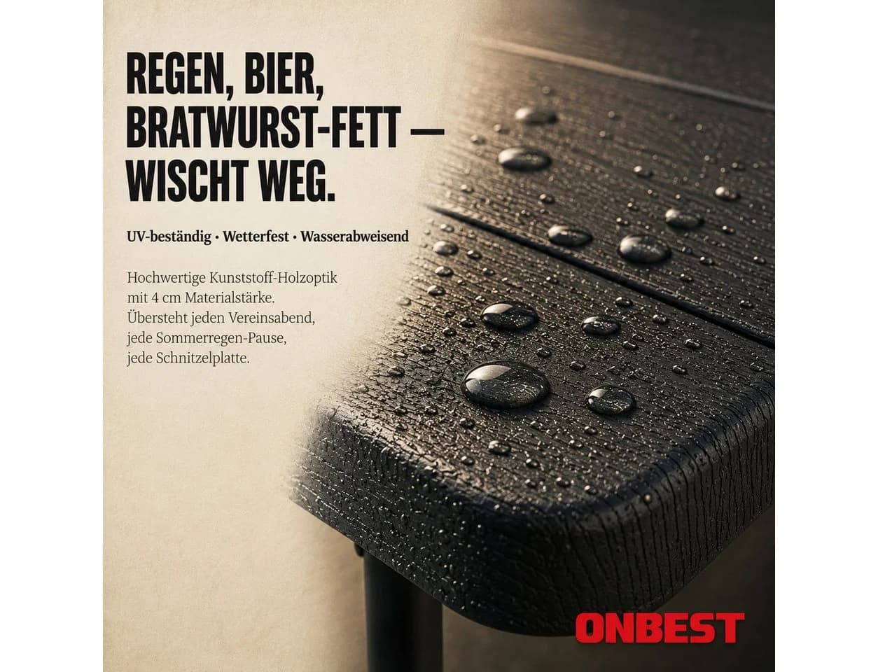 Onbest Bierzeltgarnitur Set Klappbar Holzoptik 300kg Traglast - Bild 5