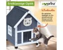 Zooprinz Katzenhaus Tiger XXL Grau-Weiß Massivholz Wetterfest Bild 5