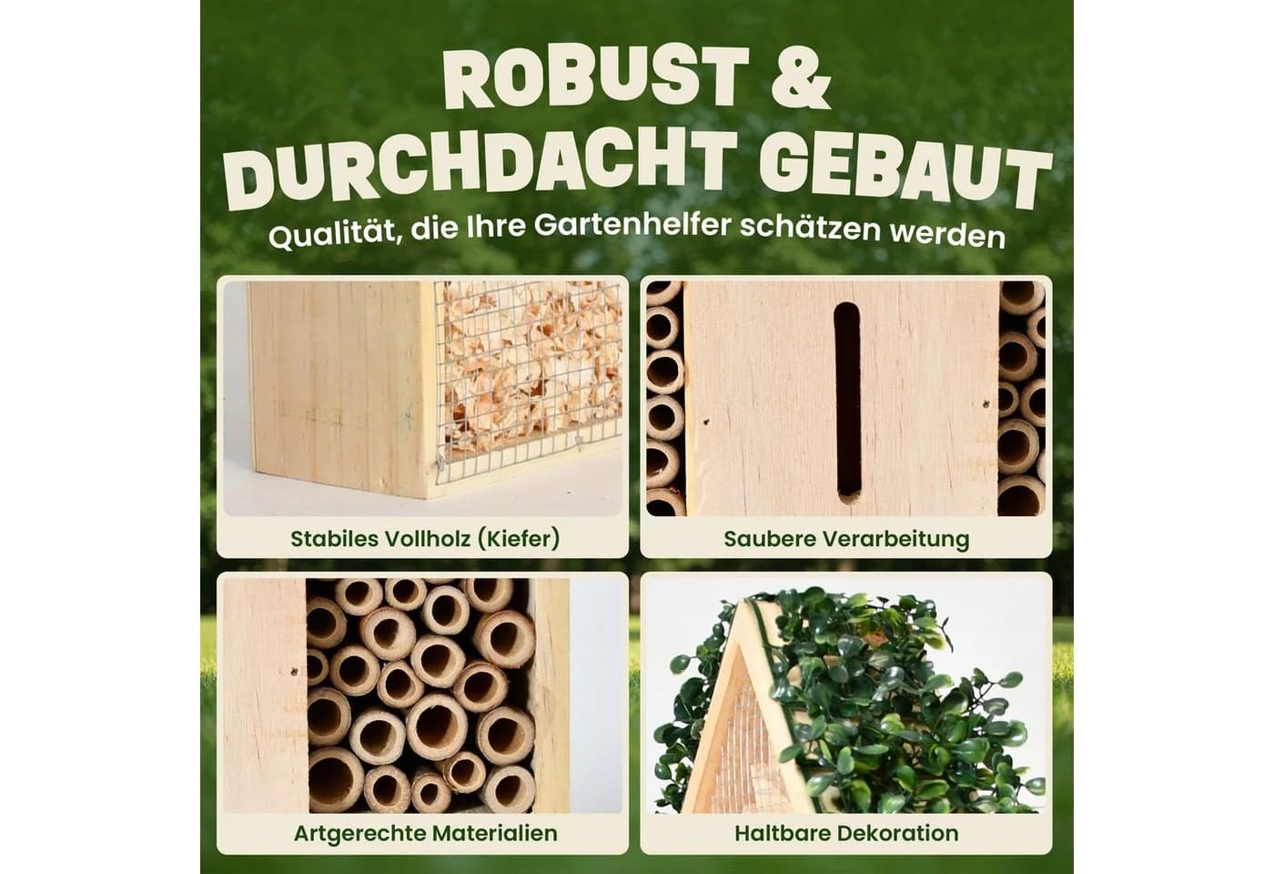 Zooprinz Insektenhotel XXL Vollholz, Bambus, Holz, Holzspäne, Holz mit Löchern - Bild 4