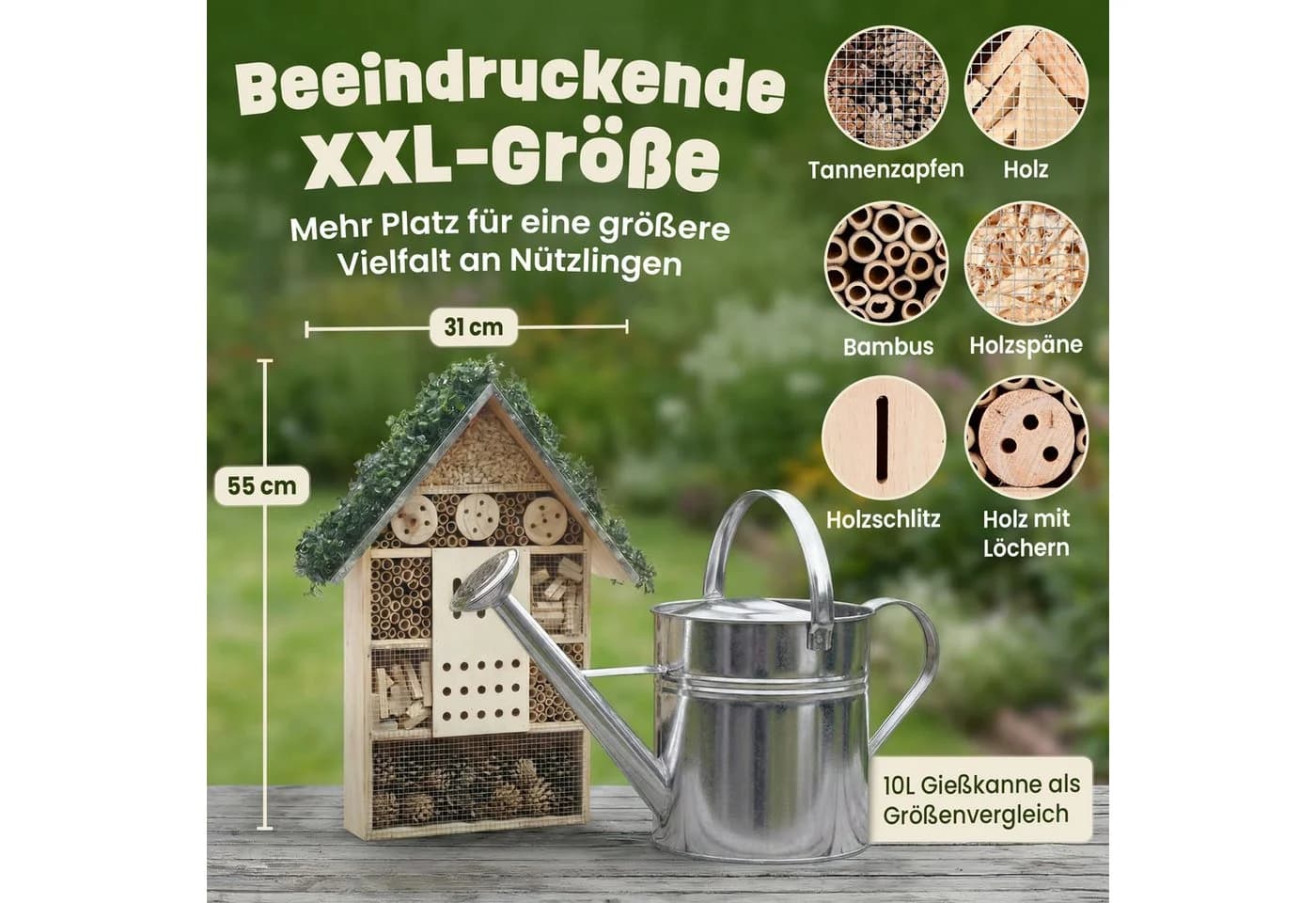 Zooprinz Insektenhotel XXL aus Vollholz mit Aufhängung - Bild 3