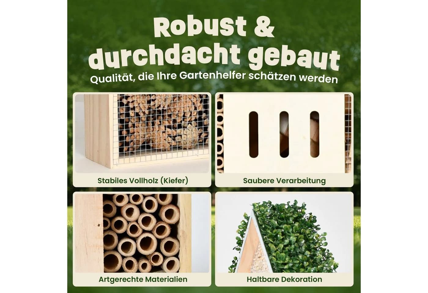 Zooprinz Insektenhotel XXL aus Vollholz mit Aufhängung - Bild 4