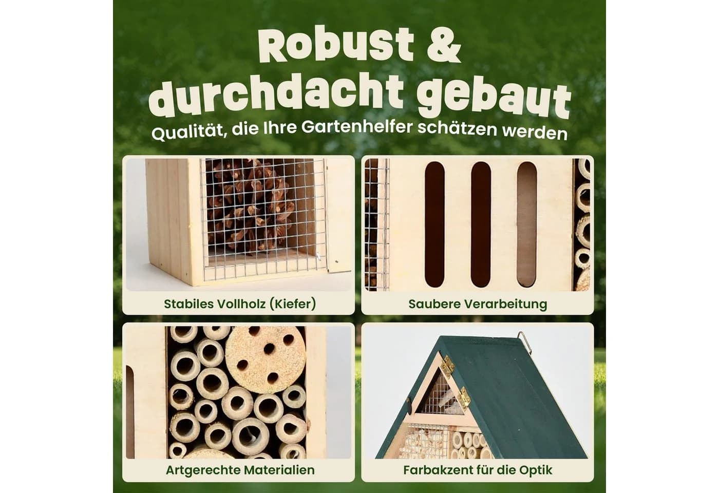 Zooprinz Insektenhotel XXL aus Vollholz mit natürlicher Füllung - Bild 4