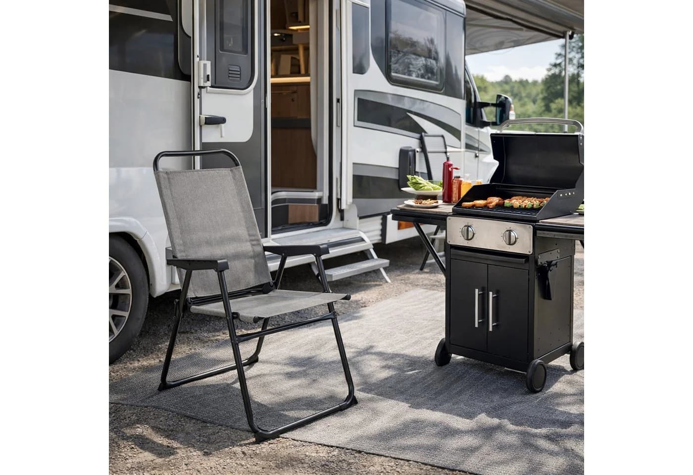 Mojawo Klappstuhl Aluminium Campingstuhl Grau Meliert