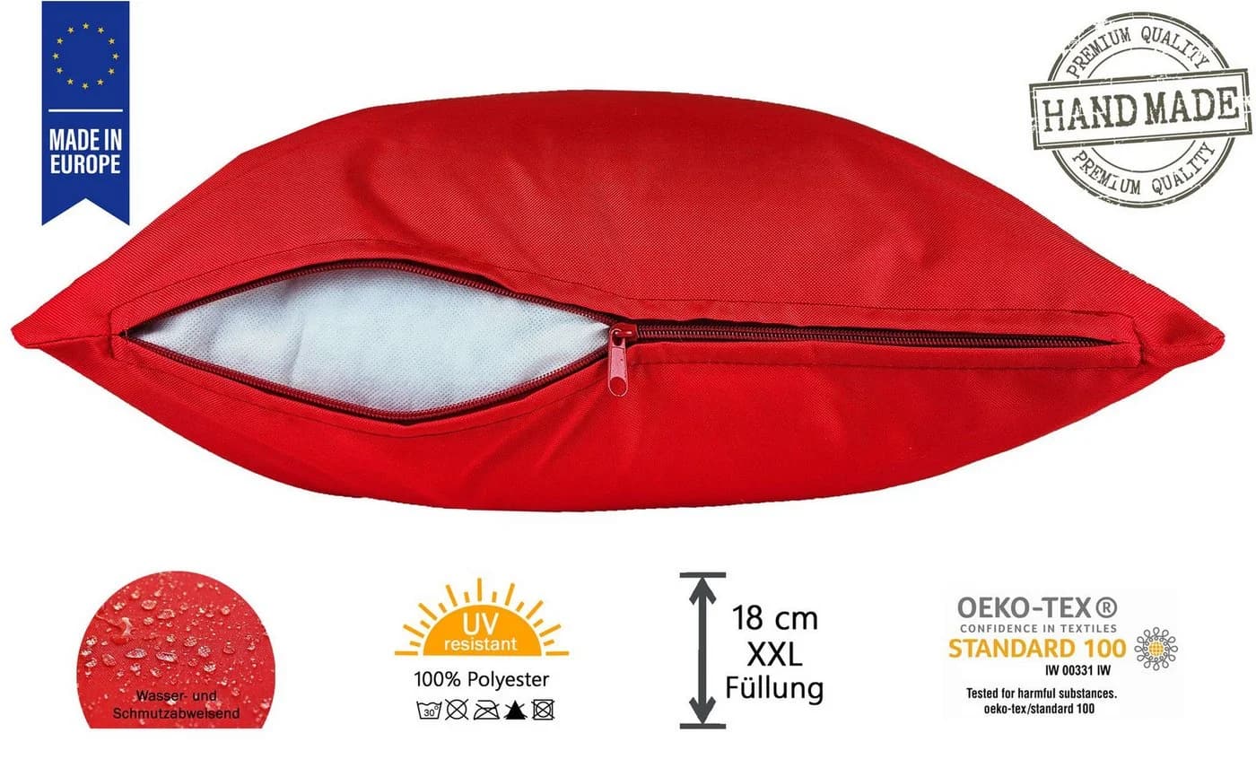 JACK Dekokissen 40x40cm Outdoor Lounge Kissen Rot mit XXL Füllung - Bild 5