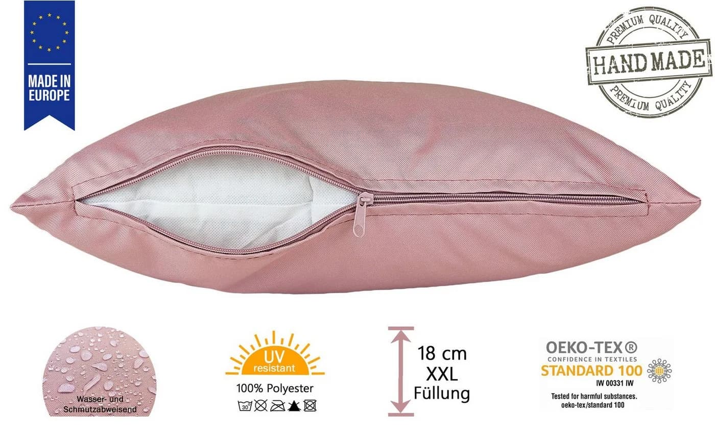 JACK Dekokissen 50x50cm Rosa Outdoor Lounge Kissen mit XXL Füllung - Bild 5