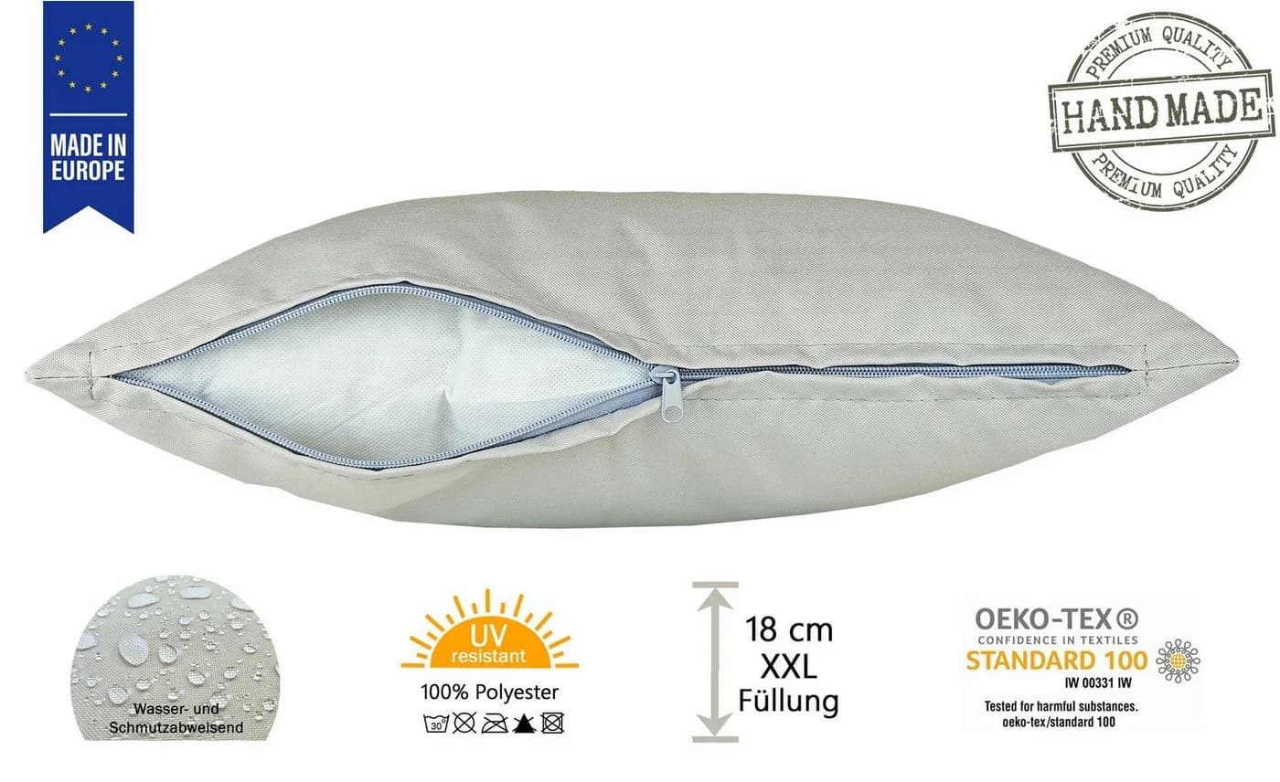 JACK Dekokissen 40x40cm Grau Outdoor Lounge Kissen mit XXL Füllung - Bild 5