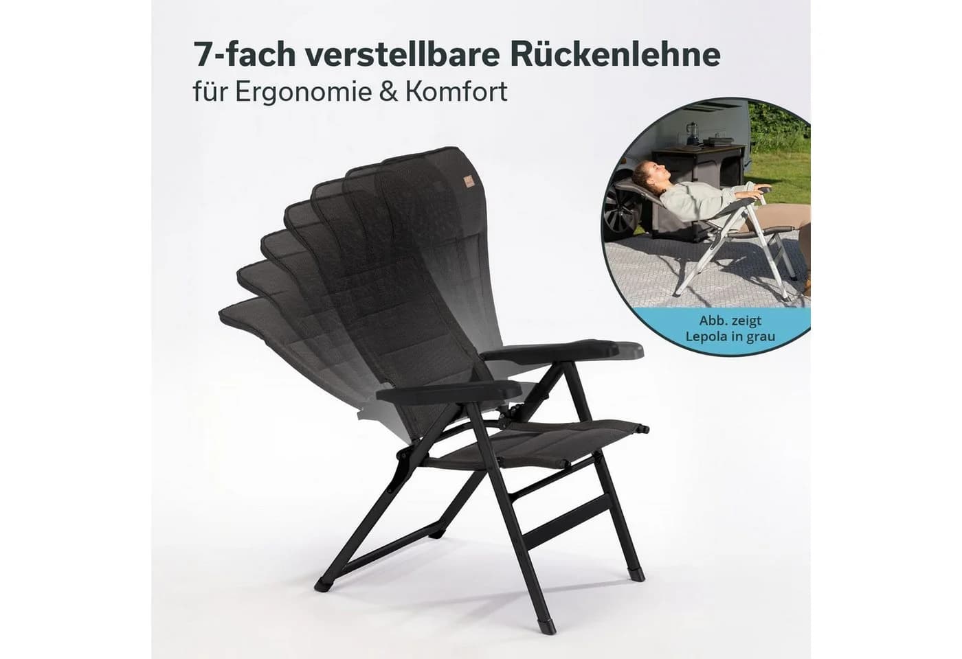 Skandika Campingstuhl Lepola XL Schwarz Klappbar Aluminium - Bild 3