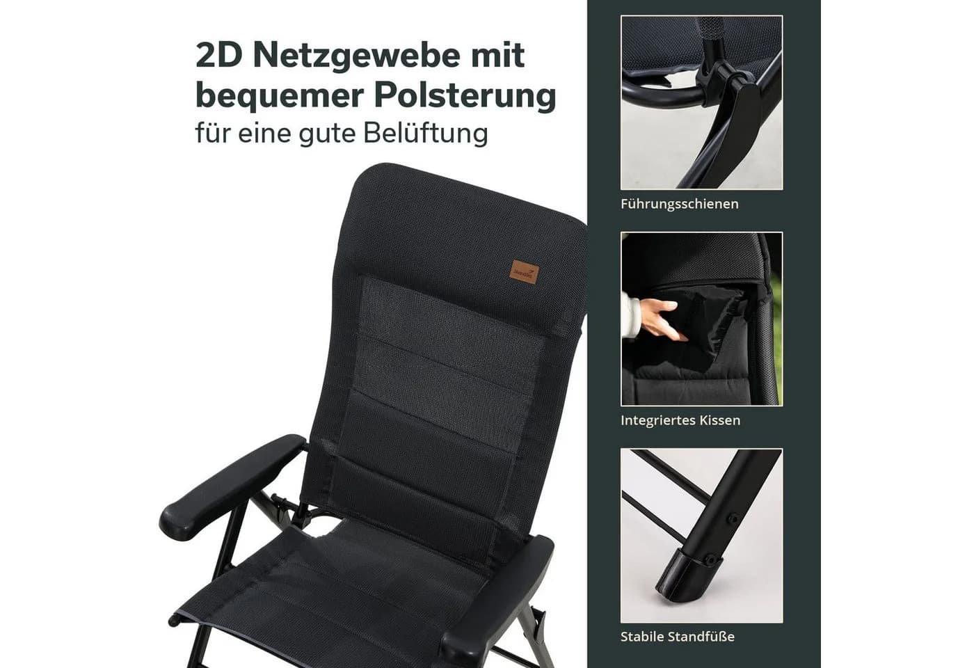 Skandika Campingstuhl Lepola XL Schwarz Klappbar Aluminium - Bild 4