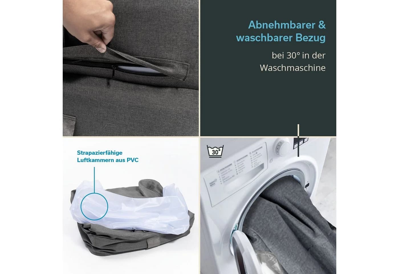 Skandika Luftsofa Easy Air Premium, Aufblasbares Sofa Outdoor, 1 Person, mit Elektropumpe, USB-C Ladekabel, 200 kg belastbar - Bild 5