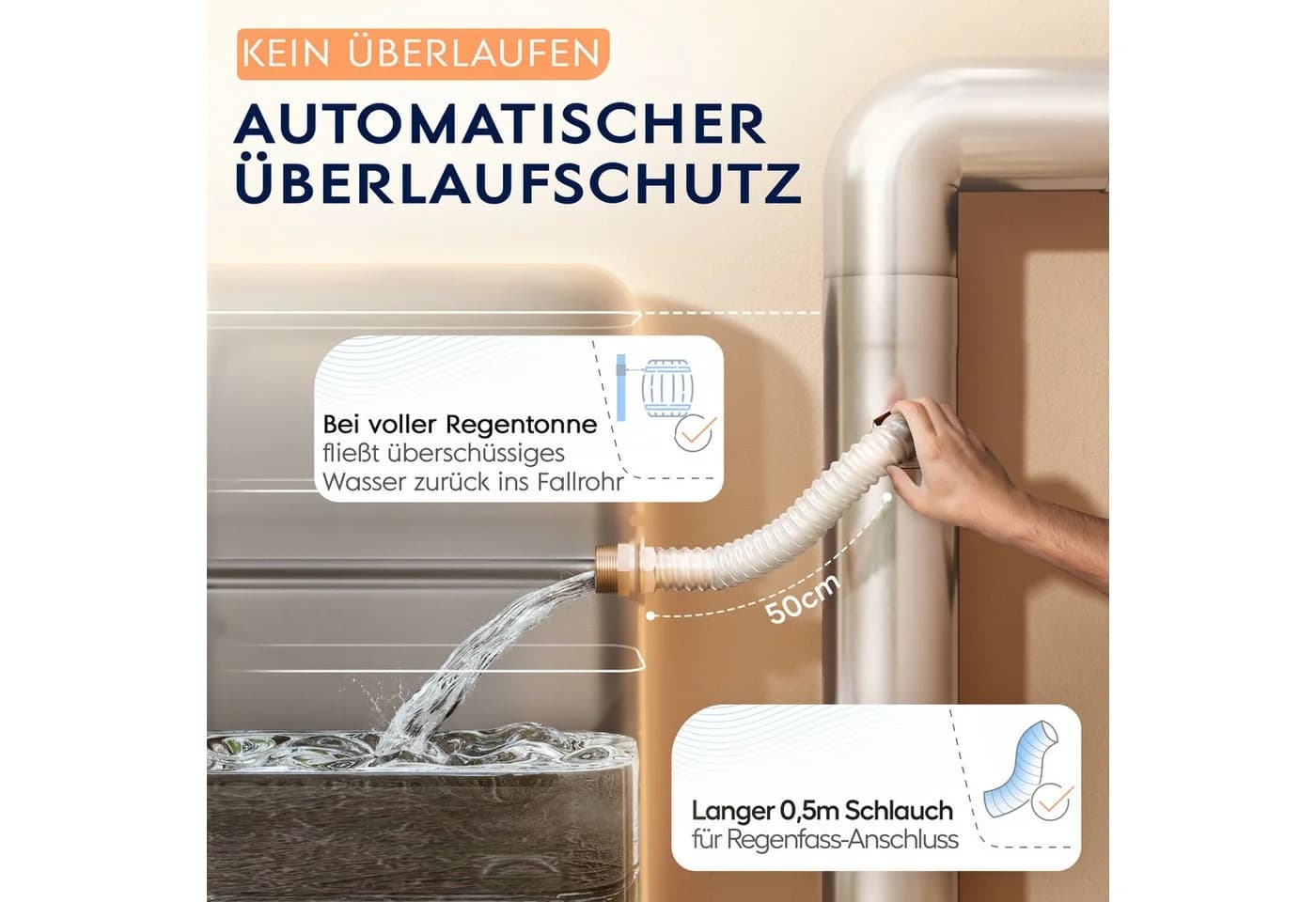 Drei Eichen Regentonnenfüllautomat Regenwassersammler Edelstahl DN 100 - Bild 3