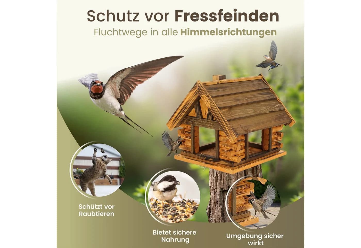 MAZUR Futterstation aus massivem Holz mit 4 Ein-/Ausgängen - Bild 3