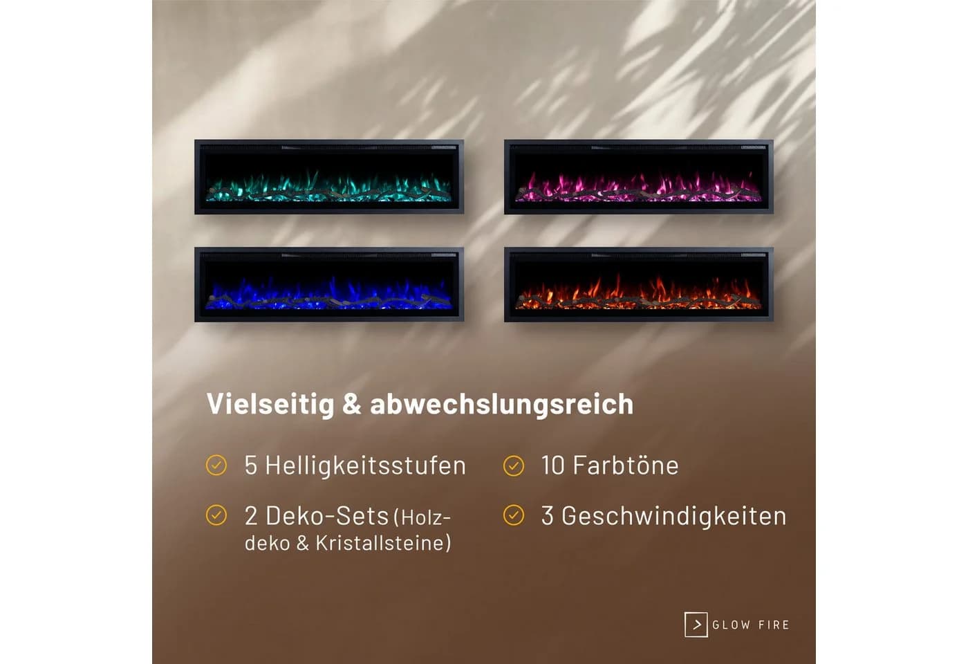GLOW FIRE Elektrokamin GF Core Wandkamin mit 3D Feuer und Heizung - Bild 5