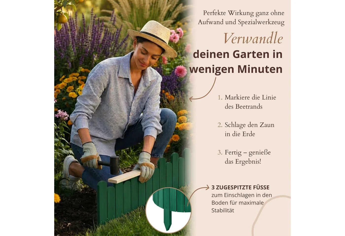 Floranica Flexible Palisade Beeteinfassung Grün 100x15 cm - Bild 5