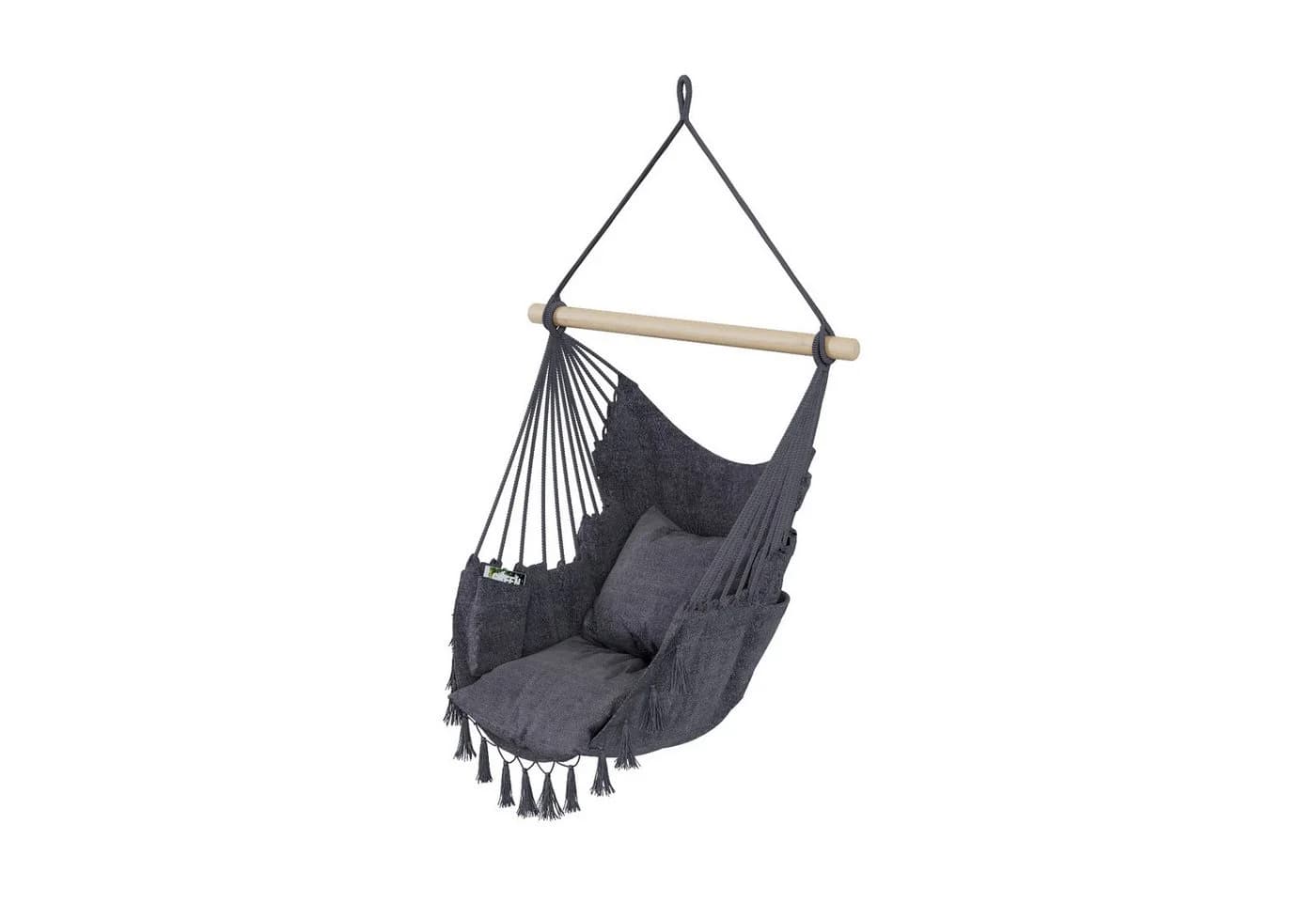 QLS Hängesessel Boho-Design mit Kissen und Seitentasche - Bild 2