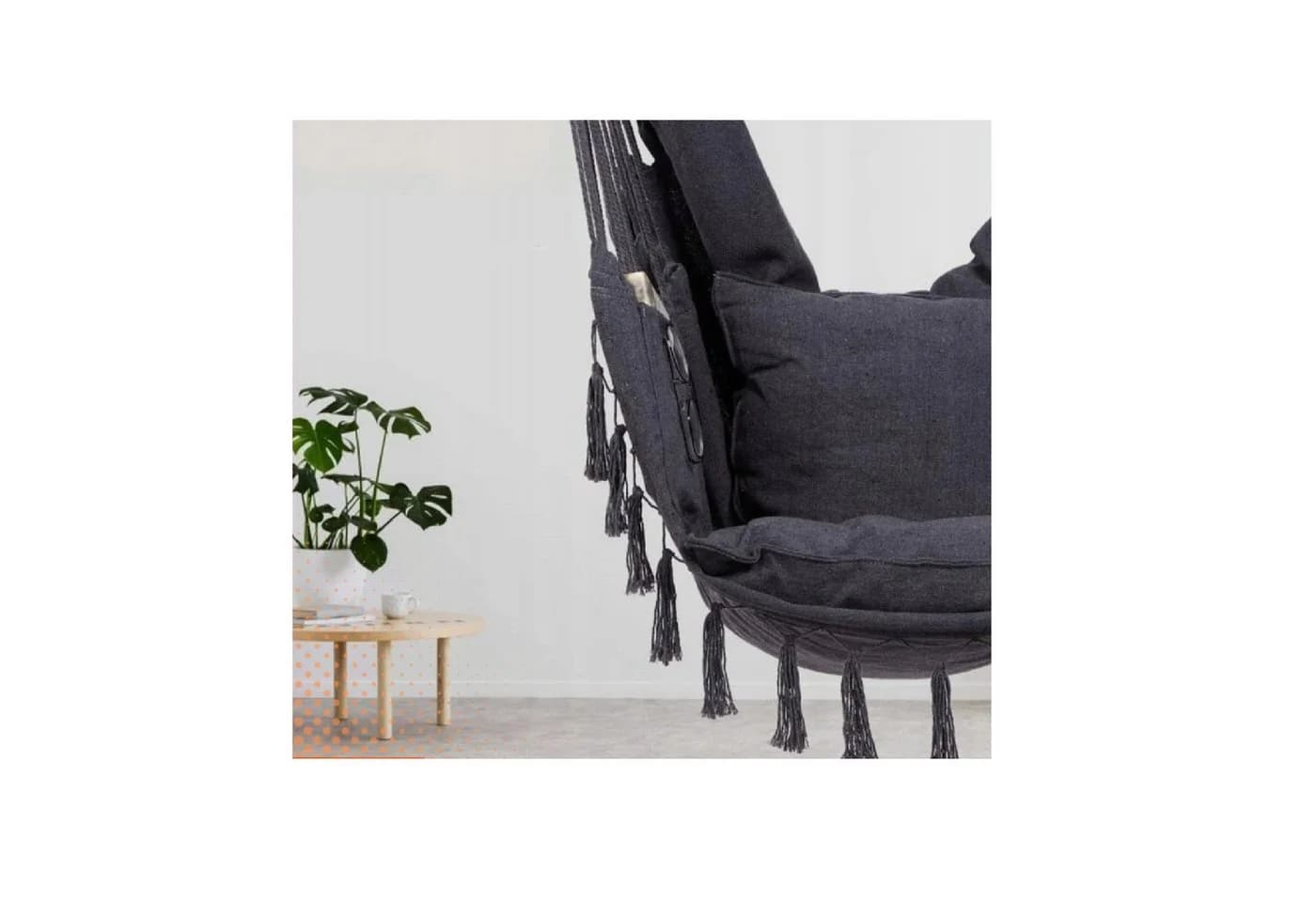 QLS Hängesessel Boho-Design mit Kissen und Seitentasche - Bild 5
