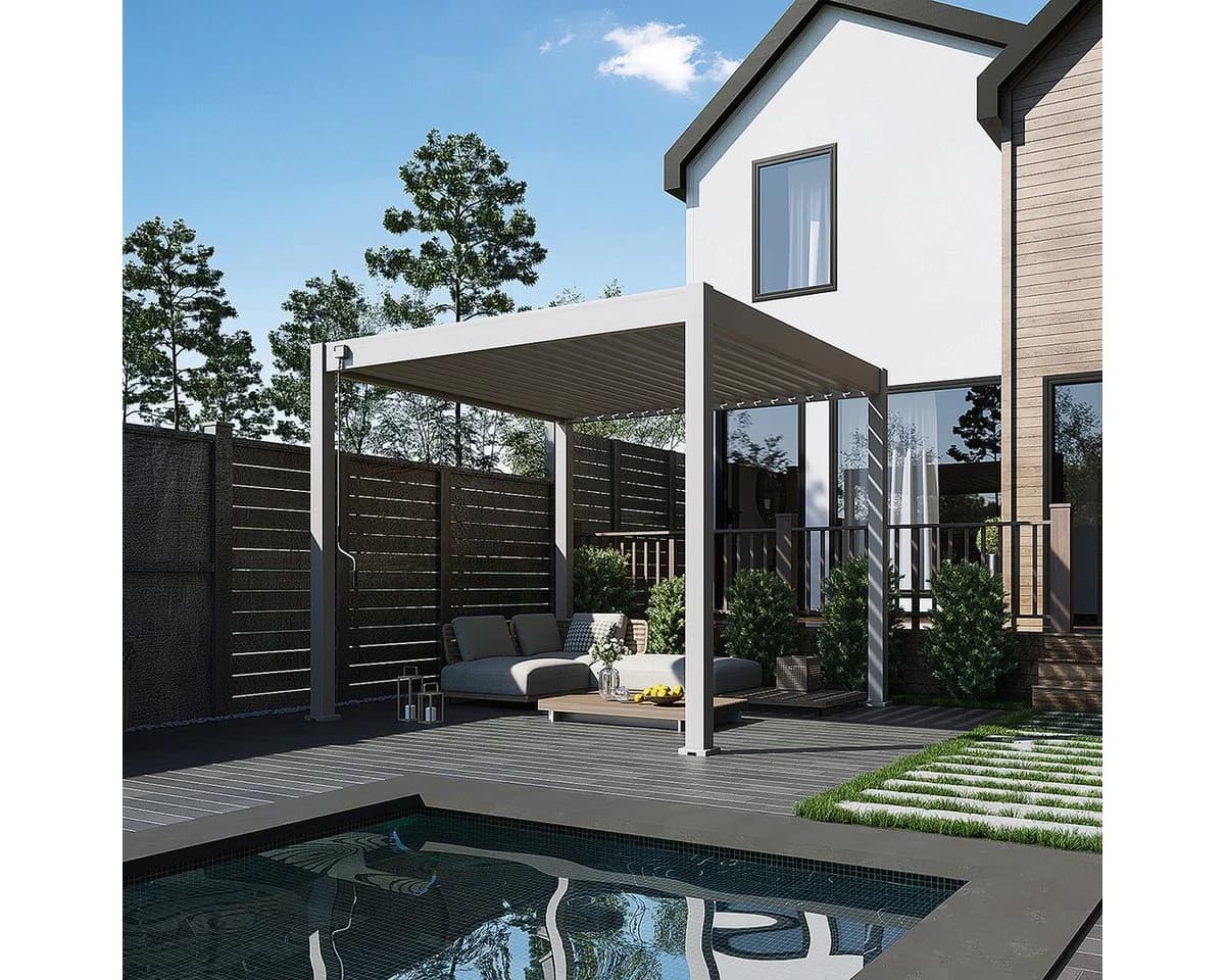 Weide Pergola Classic Pavillon Terrassenüberdachung Aluminium 3x3m Ivory Sand