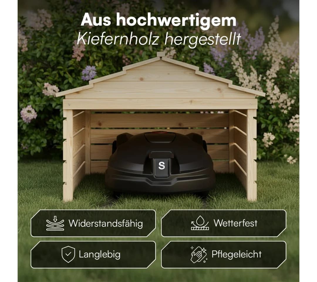STEELSØN Mähroboter-Garage Nembus Kiefernholz Natur - Bild 5