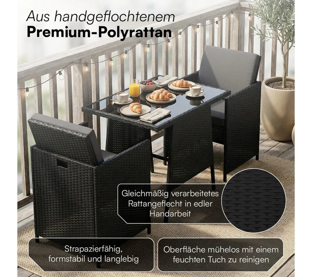 STEELSØN Gartenlounge-Set Xenara 3-teilig mit 2 Stühlen und Tisch - Bild 4