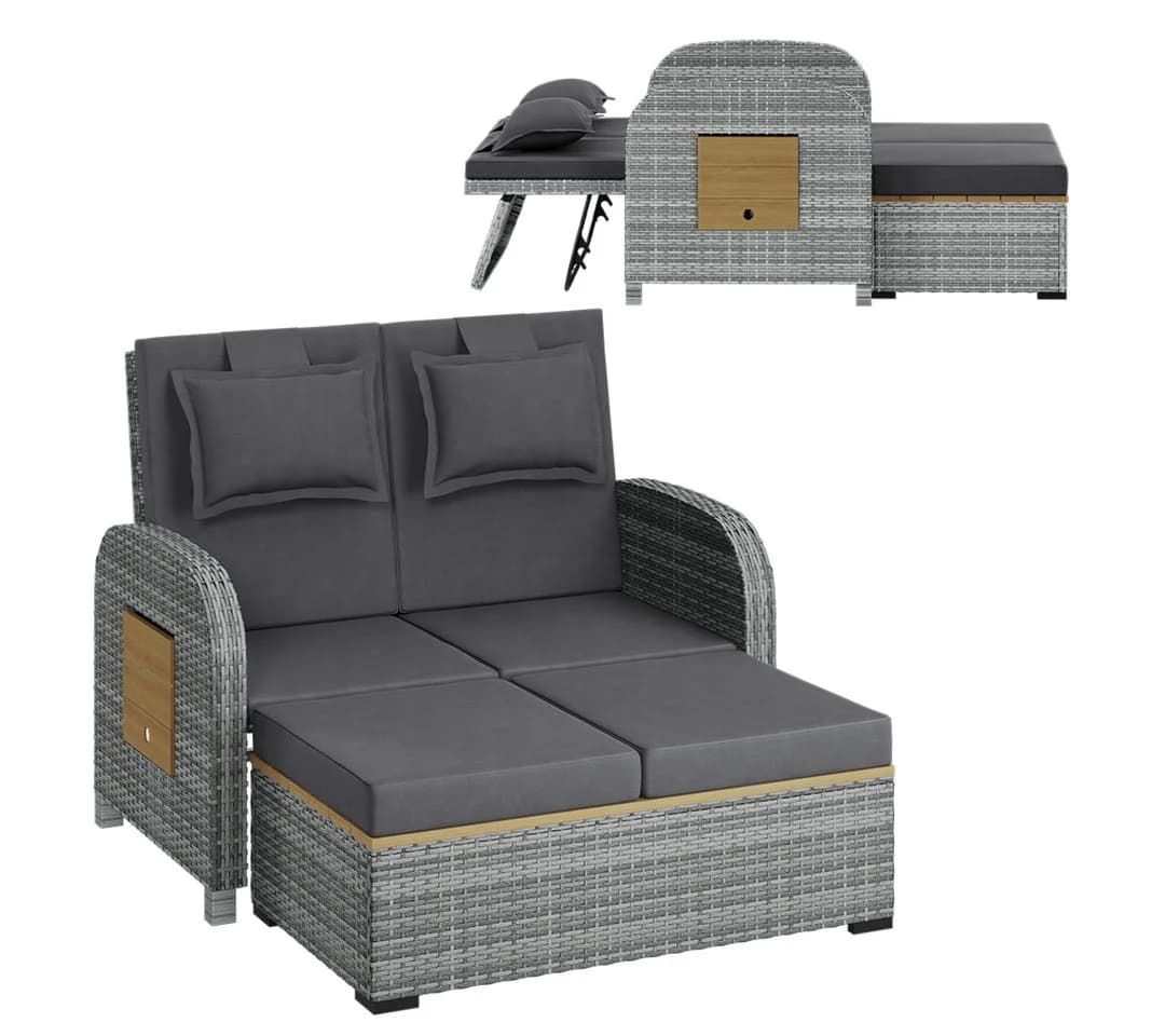 STEELSØN Caelum Gartenlounge-Set Polyrattan Sofa-Bett - Bild 2