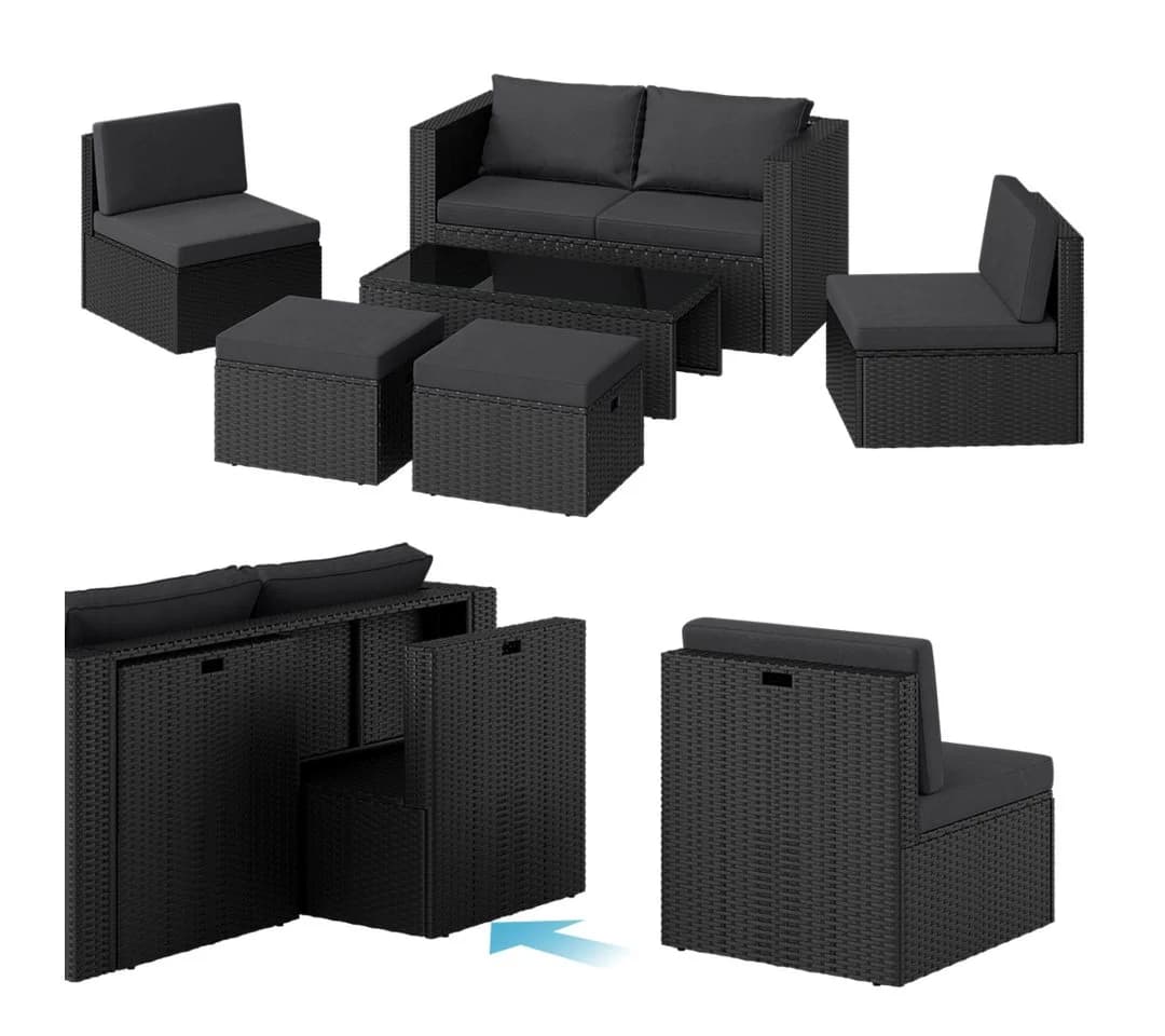 STEELSØN Gartenlounge-Set Noctura Schwarz Anthrazit Polyrattan - Bild 2