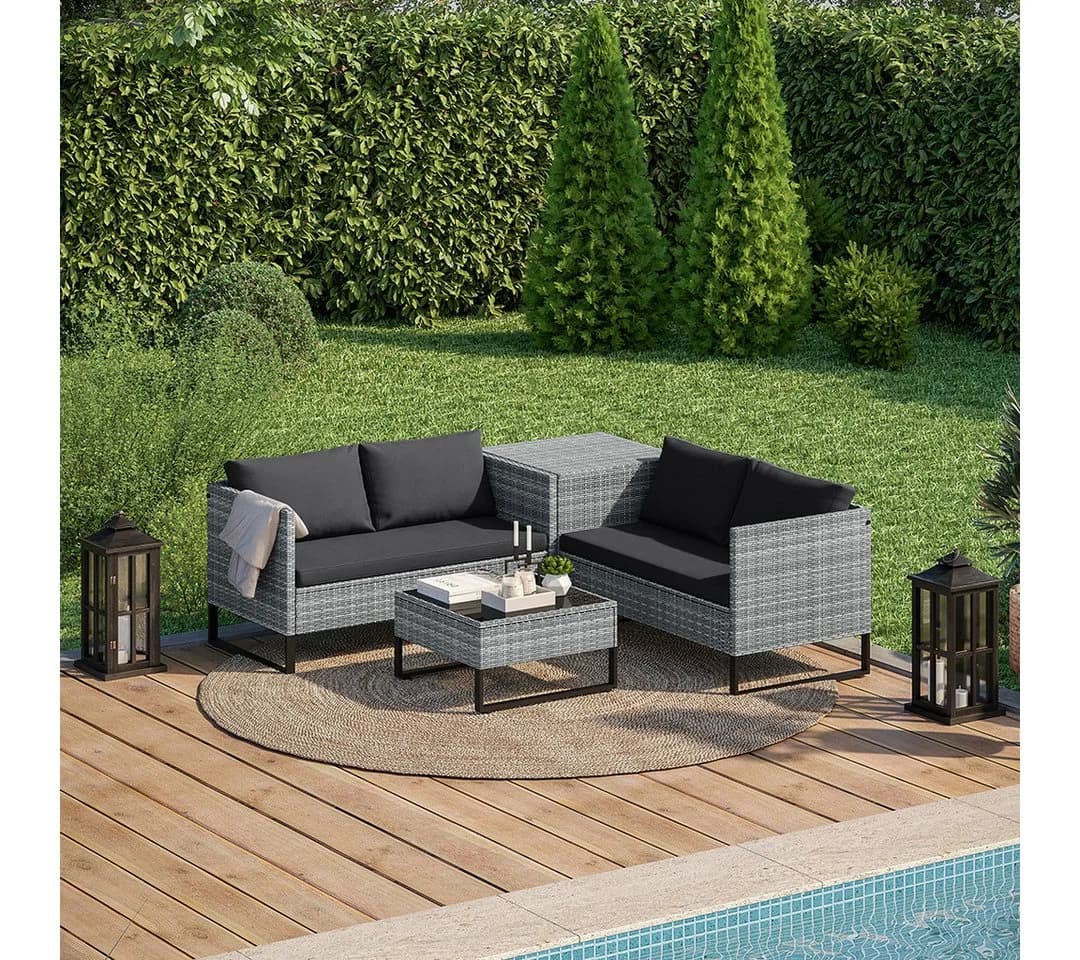 STEELSØN Gartenlounge-Set Alniyat 4-sitzig Grau Anthrazit