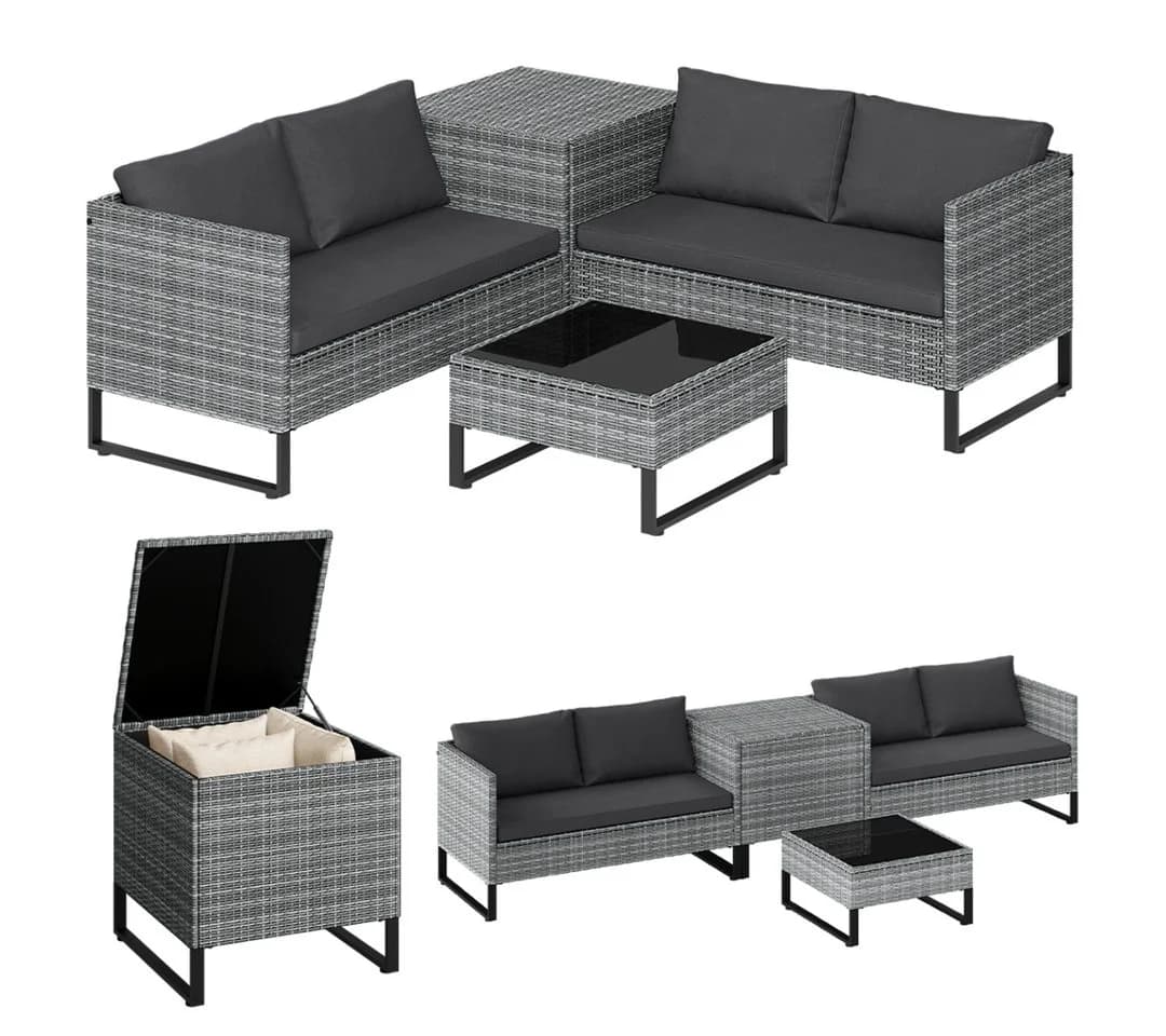 STEELSØN Gartenlounge-Set Alniyat 4-sitzig Grau Anthrazit - Bild 2