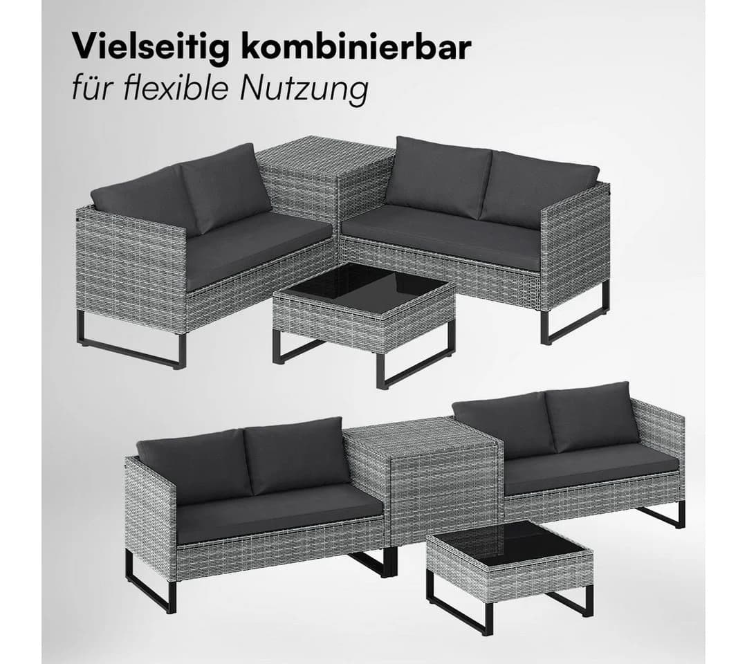 STEELSØN Gartenlounge-Set Alniyat 4-sitzig Grau Anthrazit - Bild 4