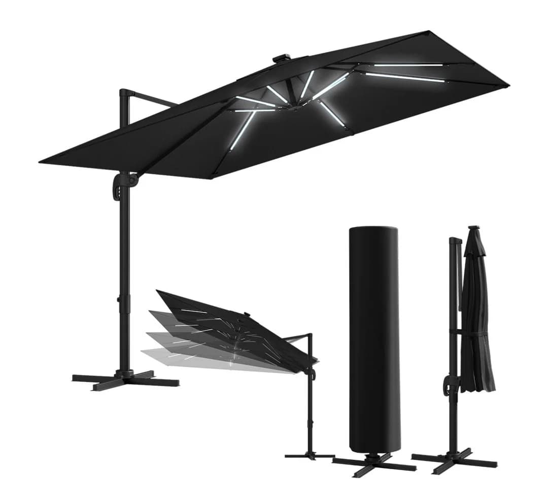 STEELSØN Sonnenschirm Lyrion Schwarz mit LED-Beleuchtung - Bild 2