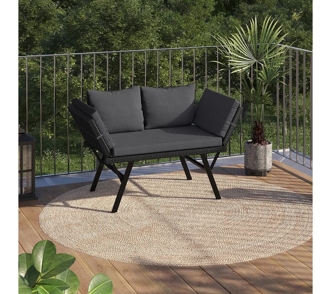 STEELSØN Gartenbank Elytra Relax-Lounge Schwarz/Anthrazit