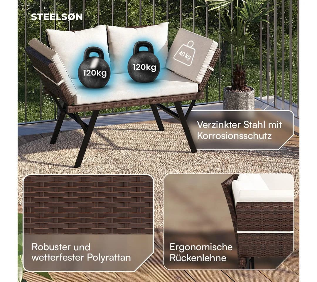 STEELSØN Gartenbank Elytra mit Liegefunktion und verstellbaren Armlehnen - Bild 3