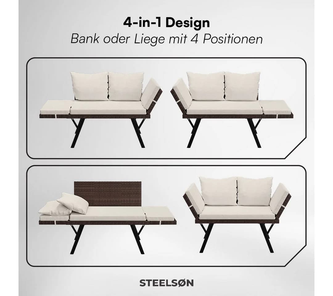STEELSØN Gartenbank Elytra mit Liegefunktion und verstellbaren Armlehnen - Bild 4